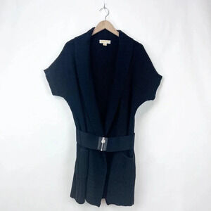 Michael Kors Short Sleeve Knit Black Cardigan Size L